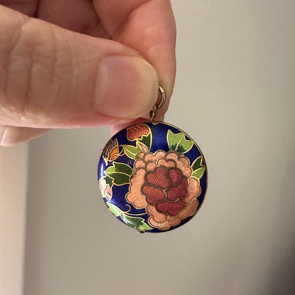 Lovely vintage floral cloisonné pendant - Picture 6 of 8
